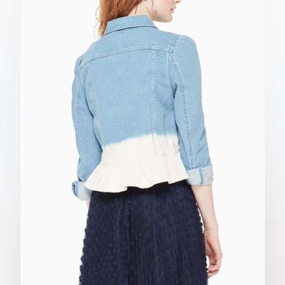 Kate Spade Bleach Dip Dye Denim Jacket Size L - Picture 2 of 7
